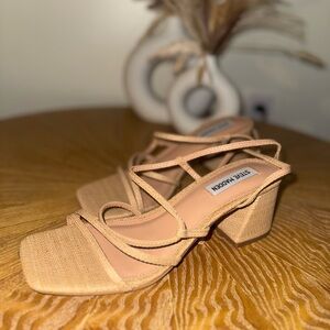 Steve Madden Beige Strappy Block Heels